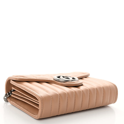 Gucci Calfskin Matelasse Aria GG Marmont Chain Wallet Camelia 4 of 9