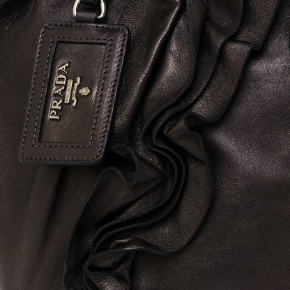 Prada Metallic Nappa Ruffle Hobo Grafite Mordore 7 of 15