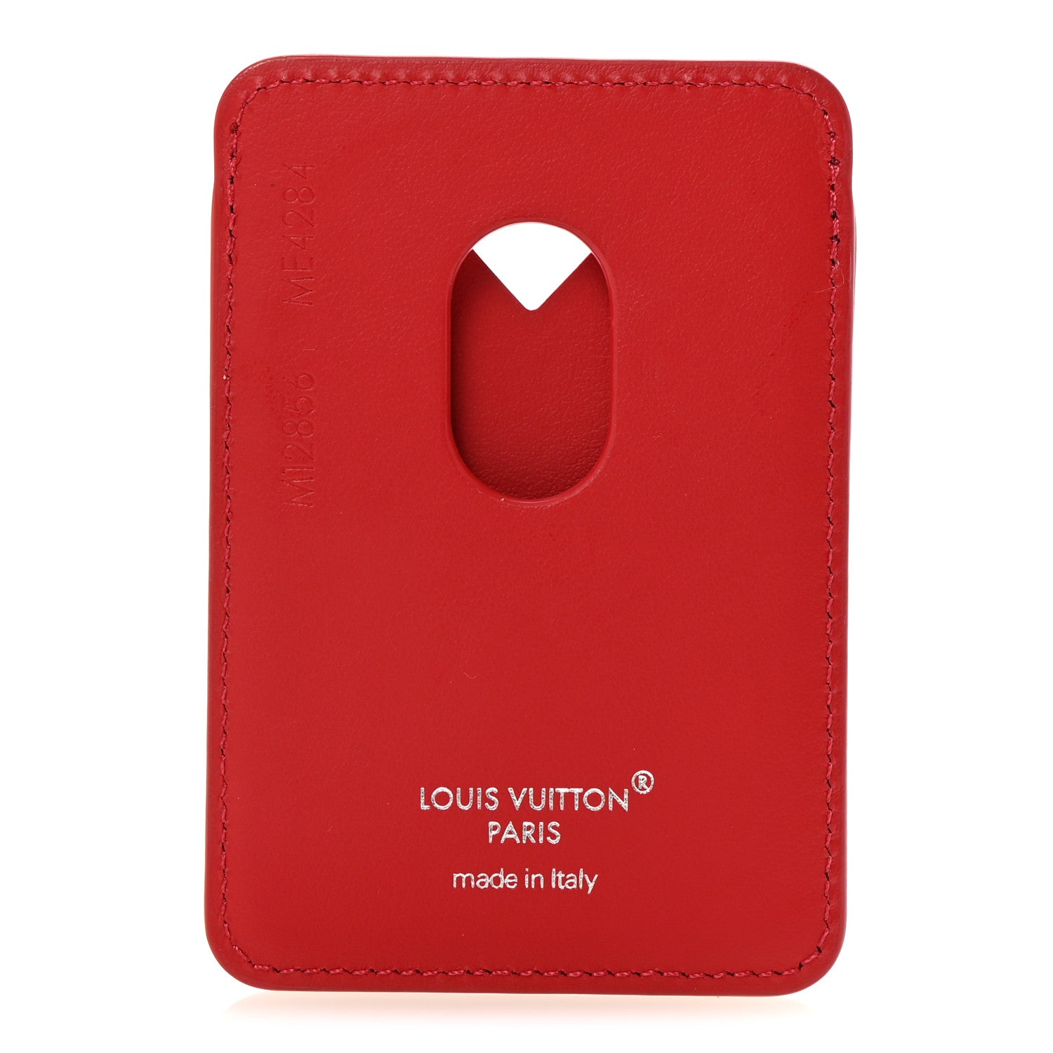 Louis Vuitton Monogram Macassar Magnetic Card Holder Sari Red 5 of 7