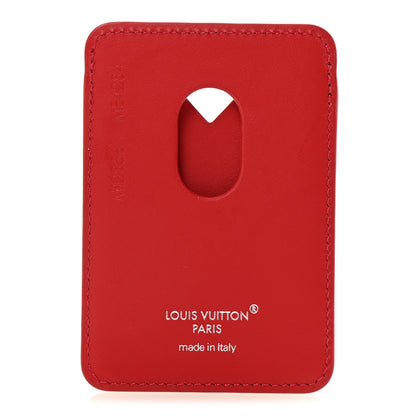 Louis Vuitton Monogram Macassar Magnetic Card Holder Sari Red 5 of 7