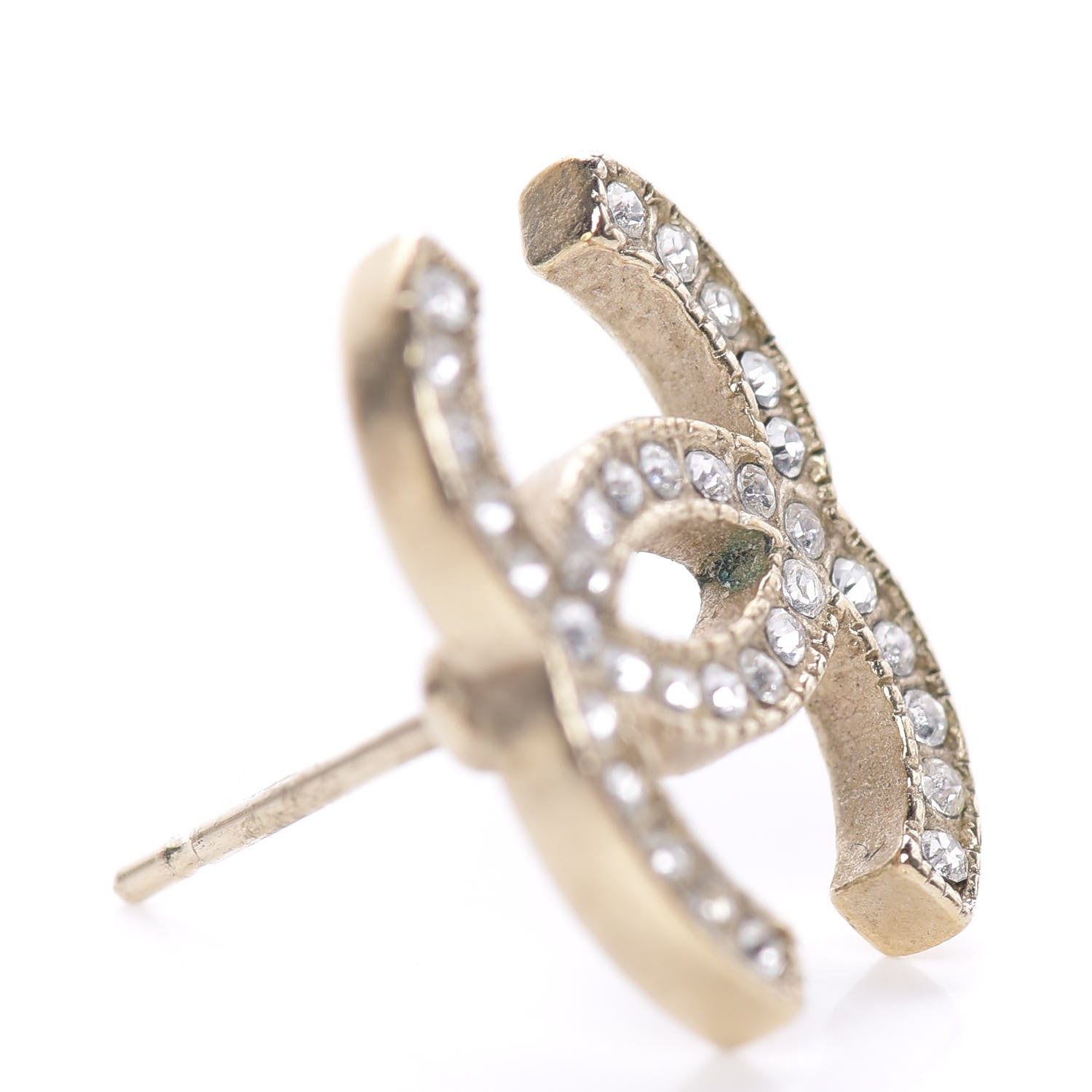 Chanel Crystal CC Earrings Gold 6 of 7