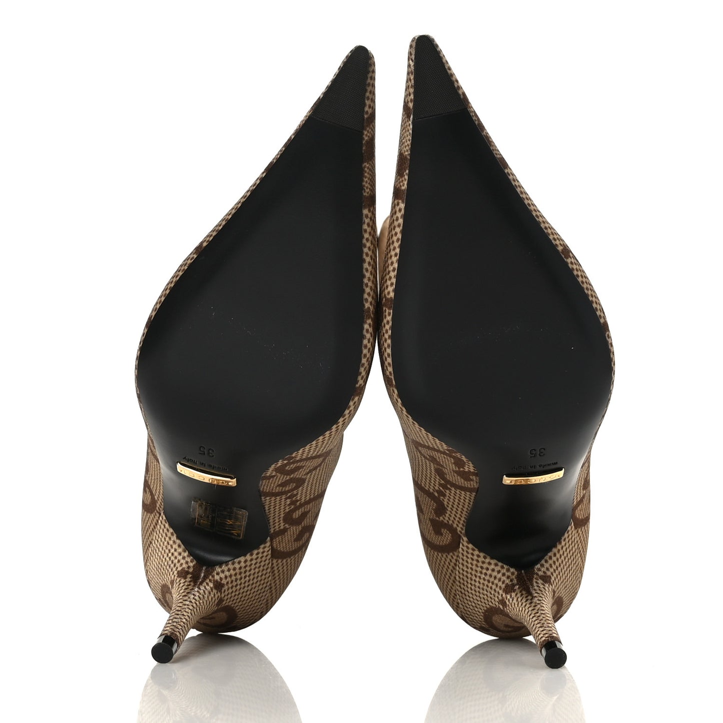 X GUCCI Jersey Maxi GG Monogram Crepe Knife Booties 35 Camel Ebony