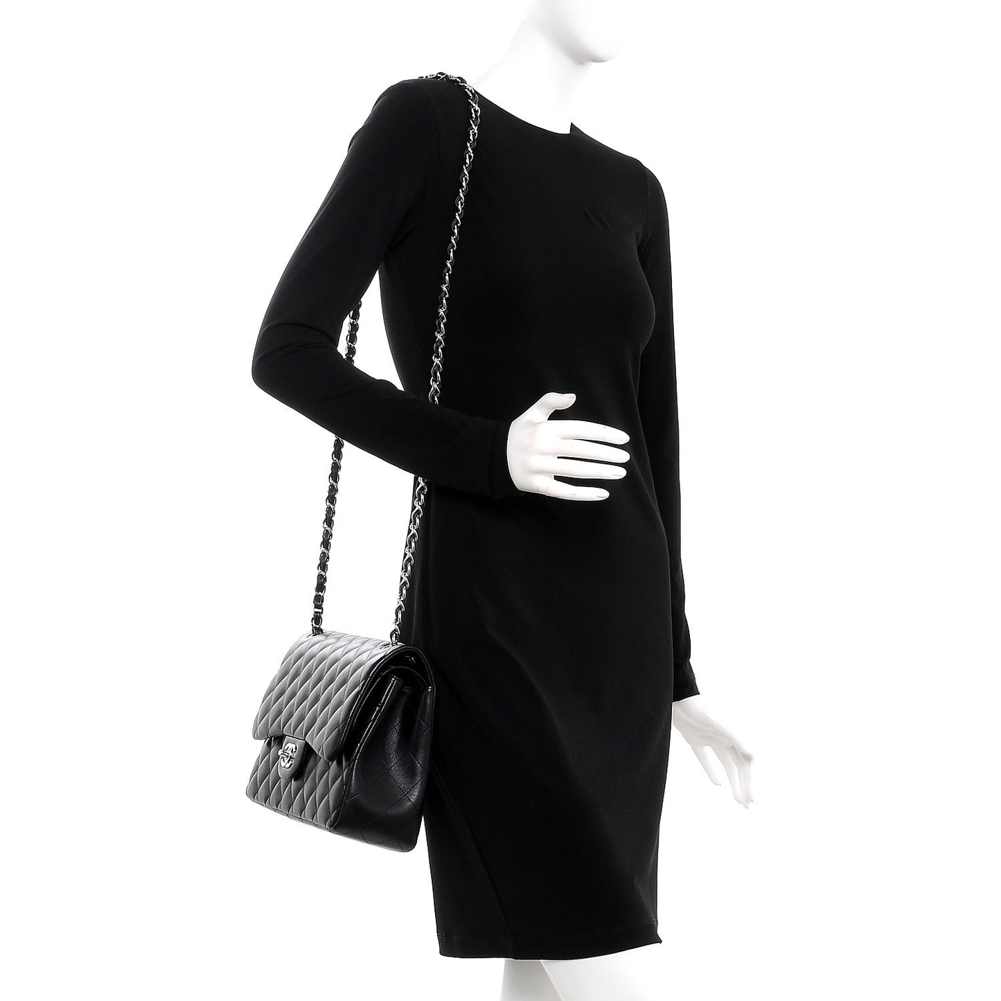 Lambskin Quilted Jumbo Double Flap Black