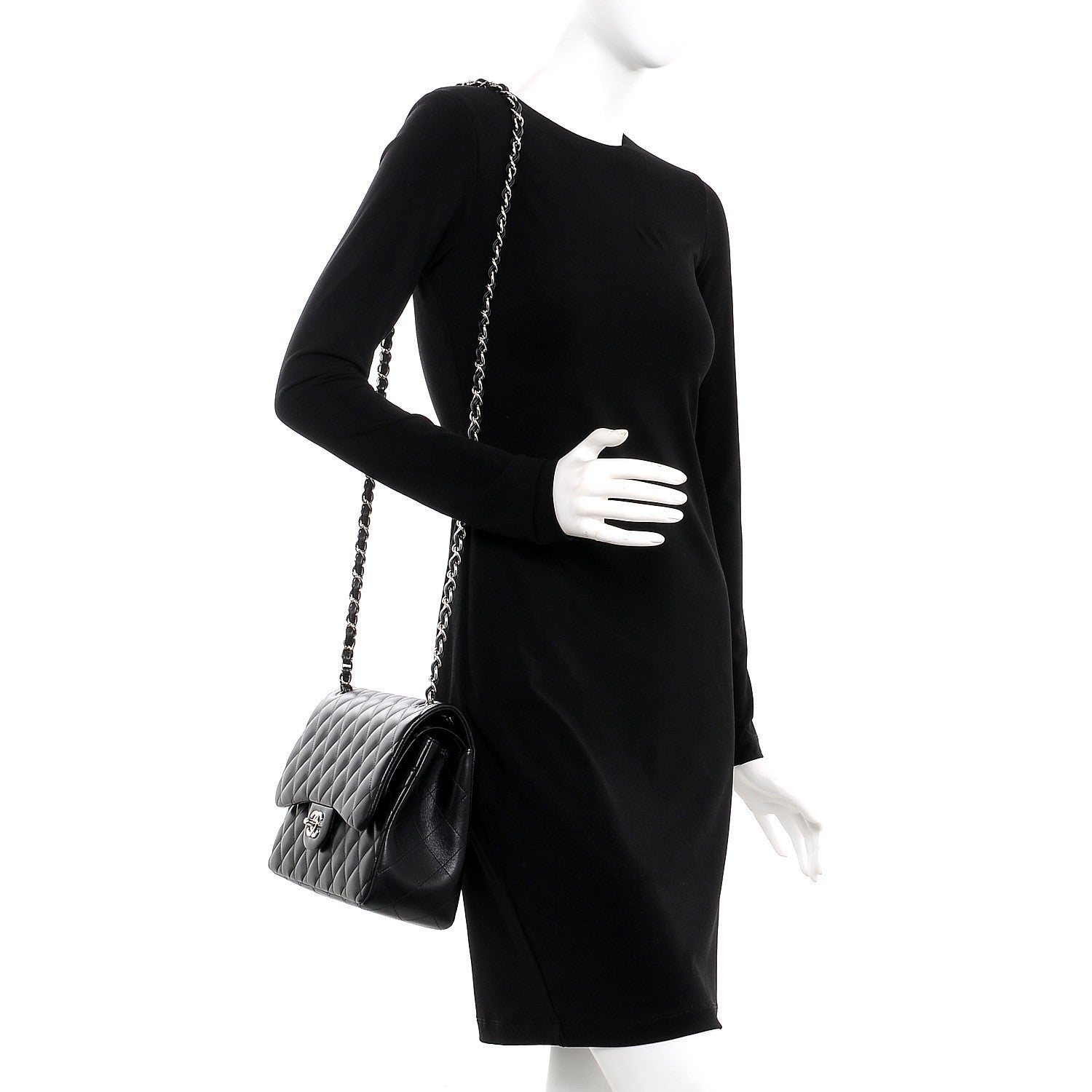 Chanel Lambskin Quilted Jumbo Double Flap Black 2 of 8