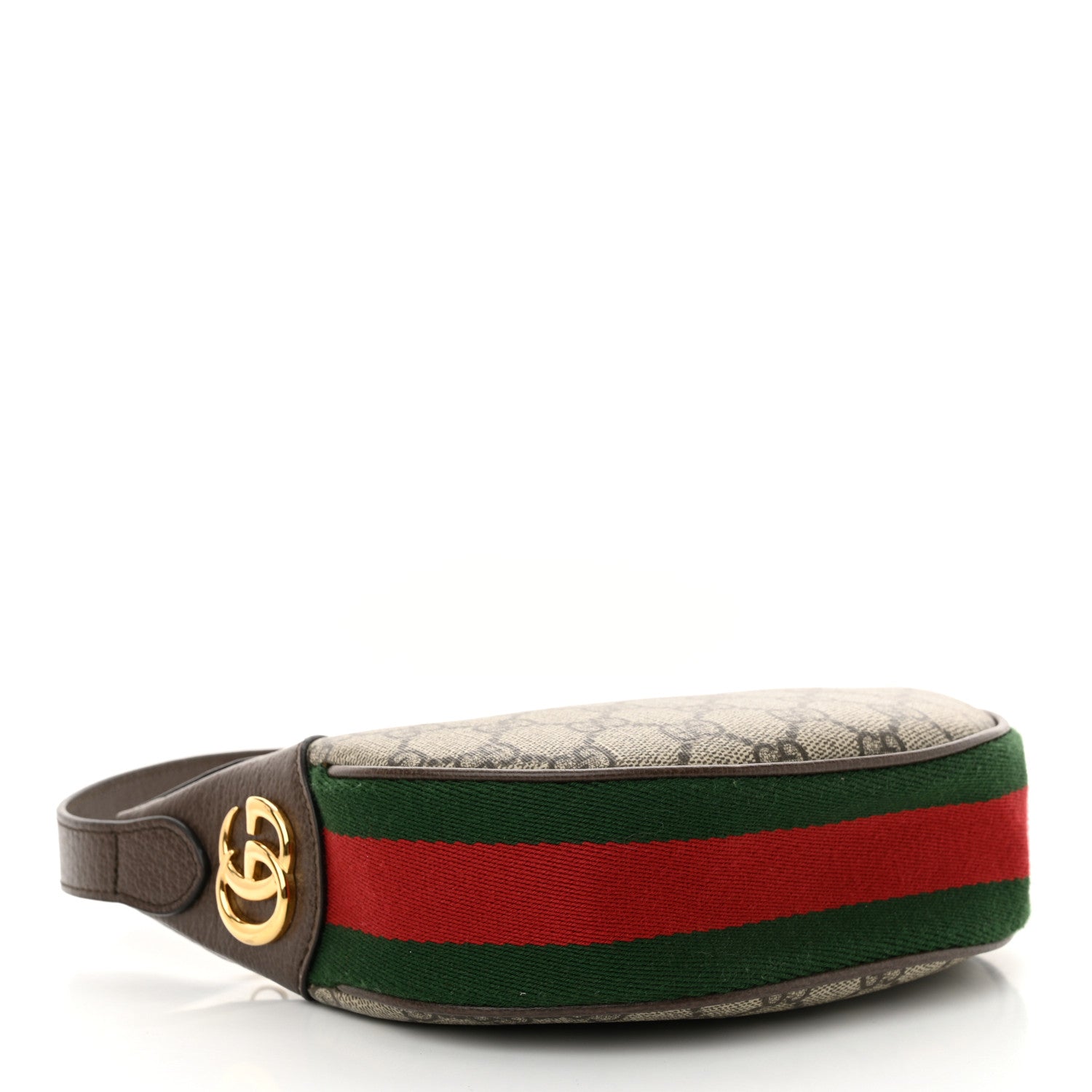 Gucci GG Supreme Monogram Textured Calfskin Web Mini Ophidia Half Moon Hobo Beige Ebony New Acero 4 of 10