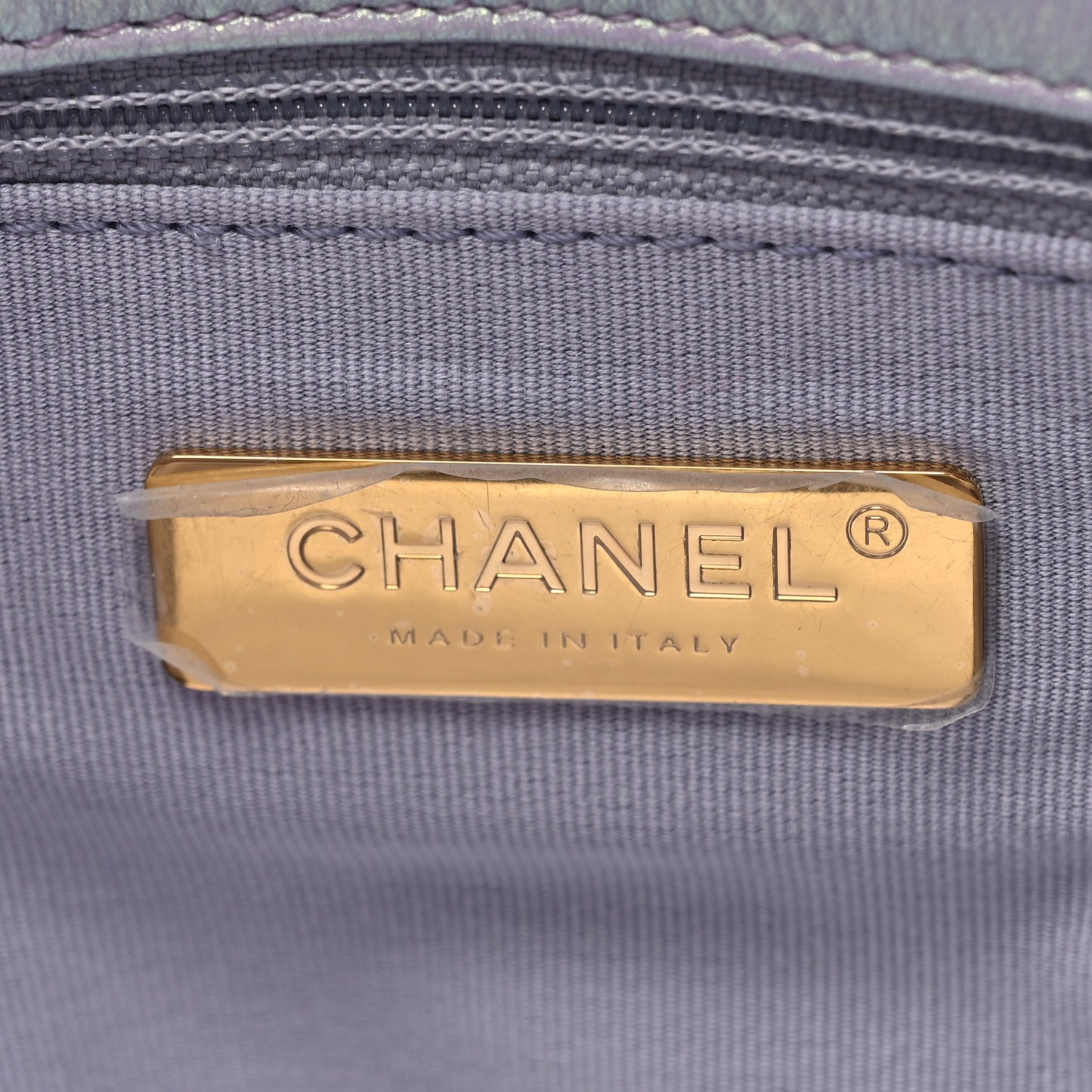 Iridescent Calfskin Quilted Medium Chanel 19 Flap Light Purple Blue