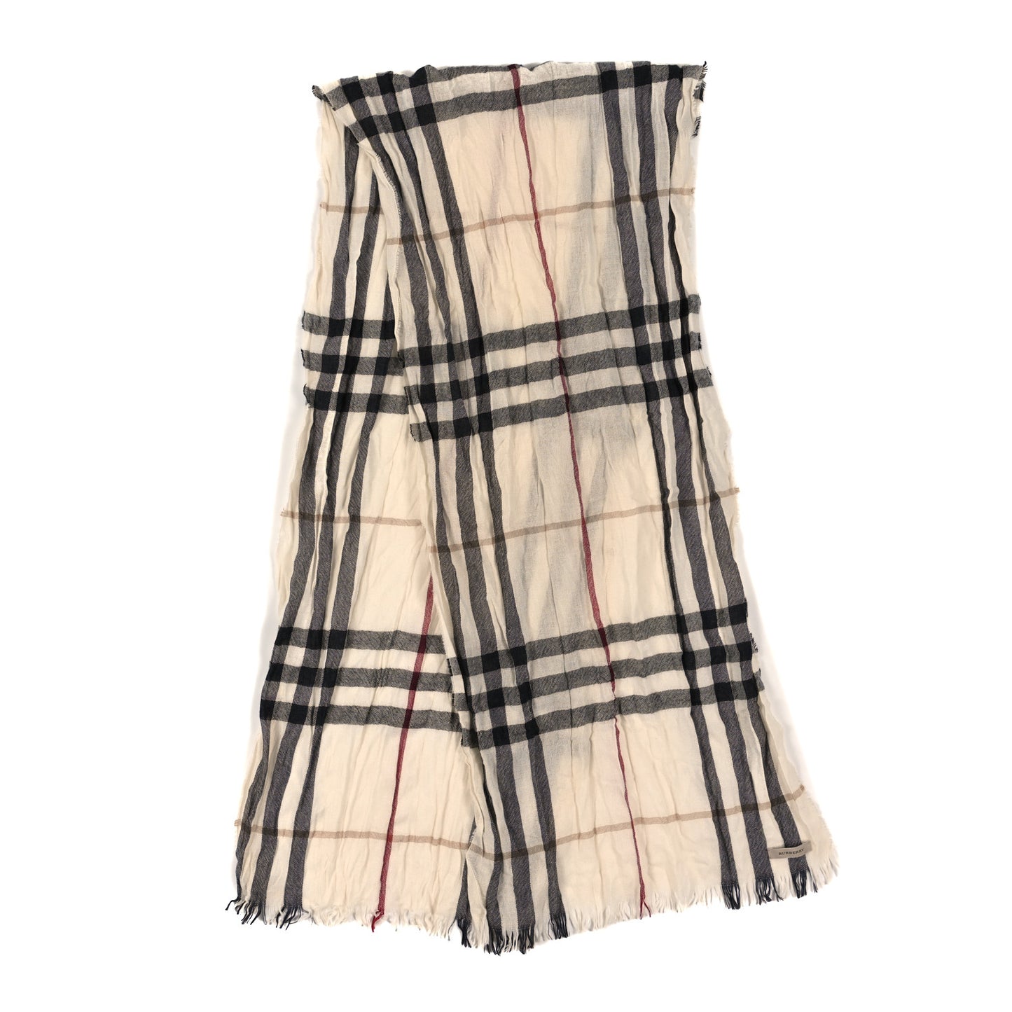 Wool Silk Gauze Giant Check Lightweight Scarf Stone