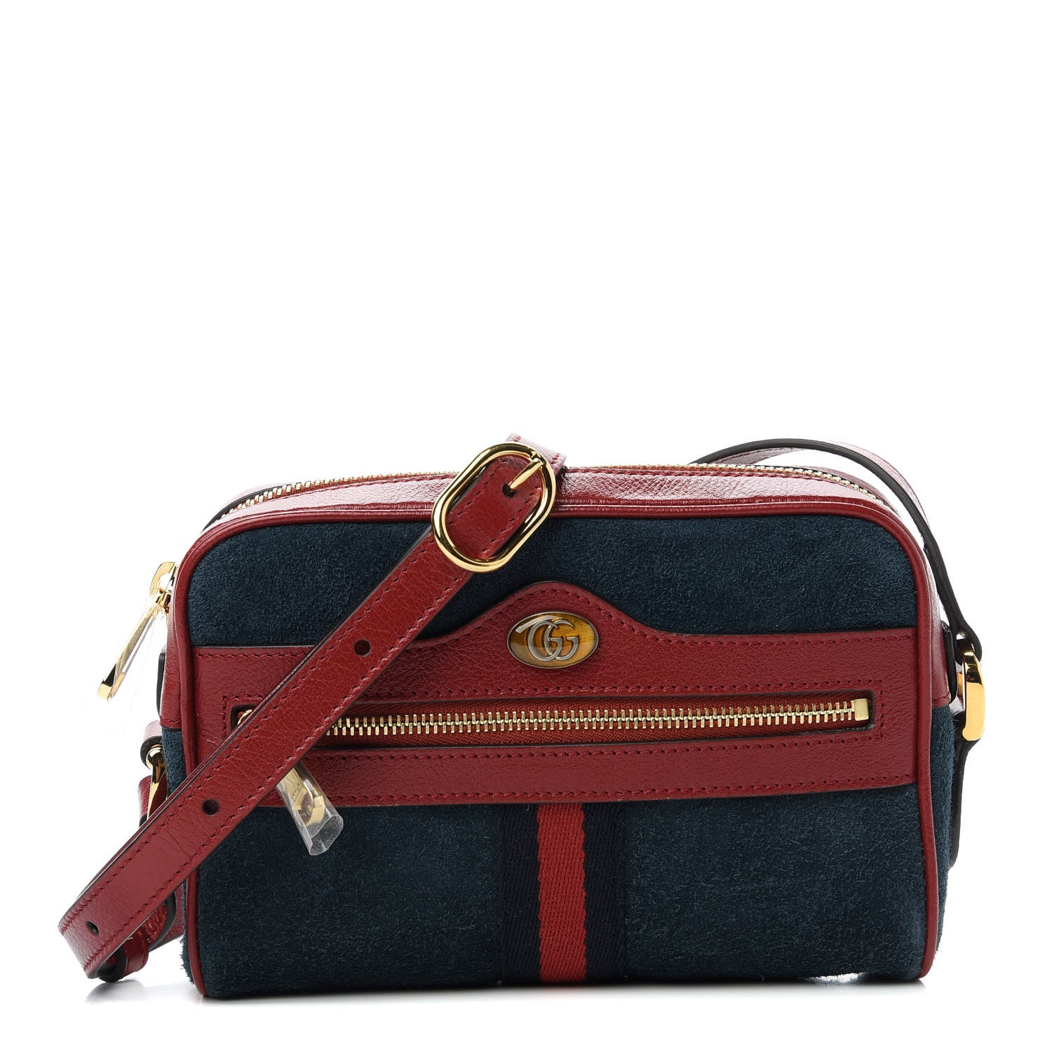 Gucci Suede Calfskin Web Mini Ophidia Shoulder Bag New Blue Romantic Cherry 1 of 10
