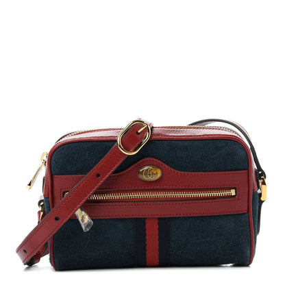 Gucci Suede Calfskin Web Mini Ophidia Shoulder Bag New Blue Romantic Cherry 1 of 10