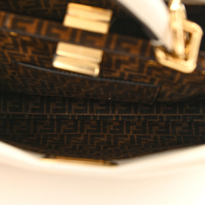 Fendi Vitello Seta Suede FF Mini Peekaboo Iconic Satchel Uovo Sigaro Marrone 6 of 9