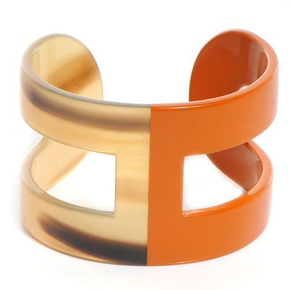 Hermes Buffalo Horn Lacquer Ano H Cuff Orange 1 of 5