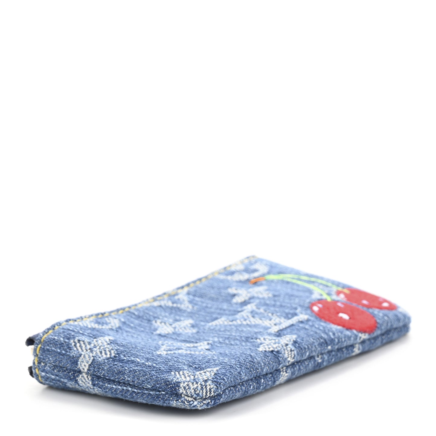 LV X TM Monogram Denim Cerises Key Pouch Blue