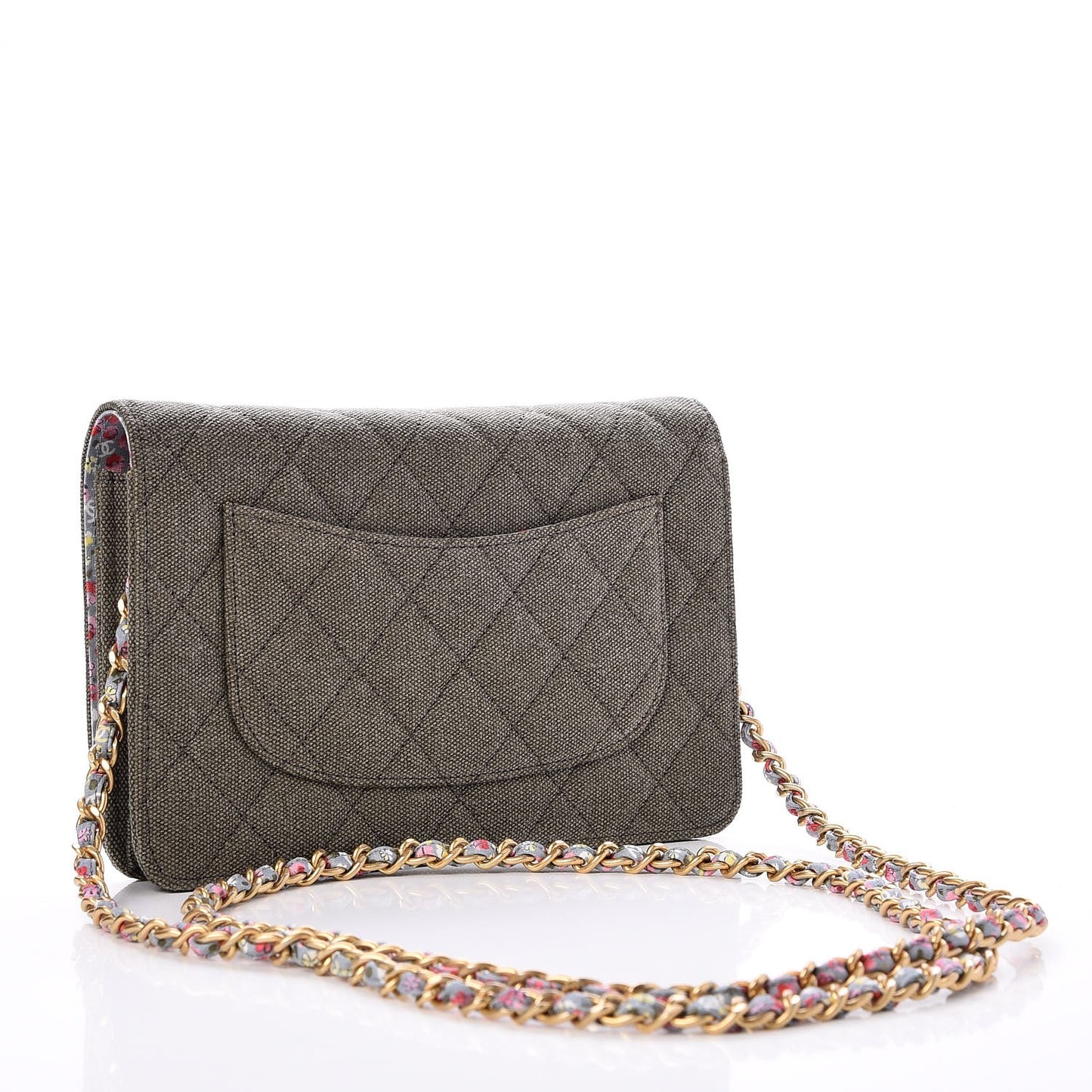 Canvas Quilted Coco Cuba Charms Wallet On Chain WOC Khaki