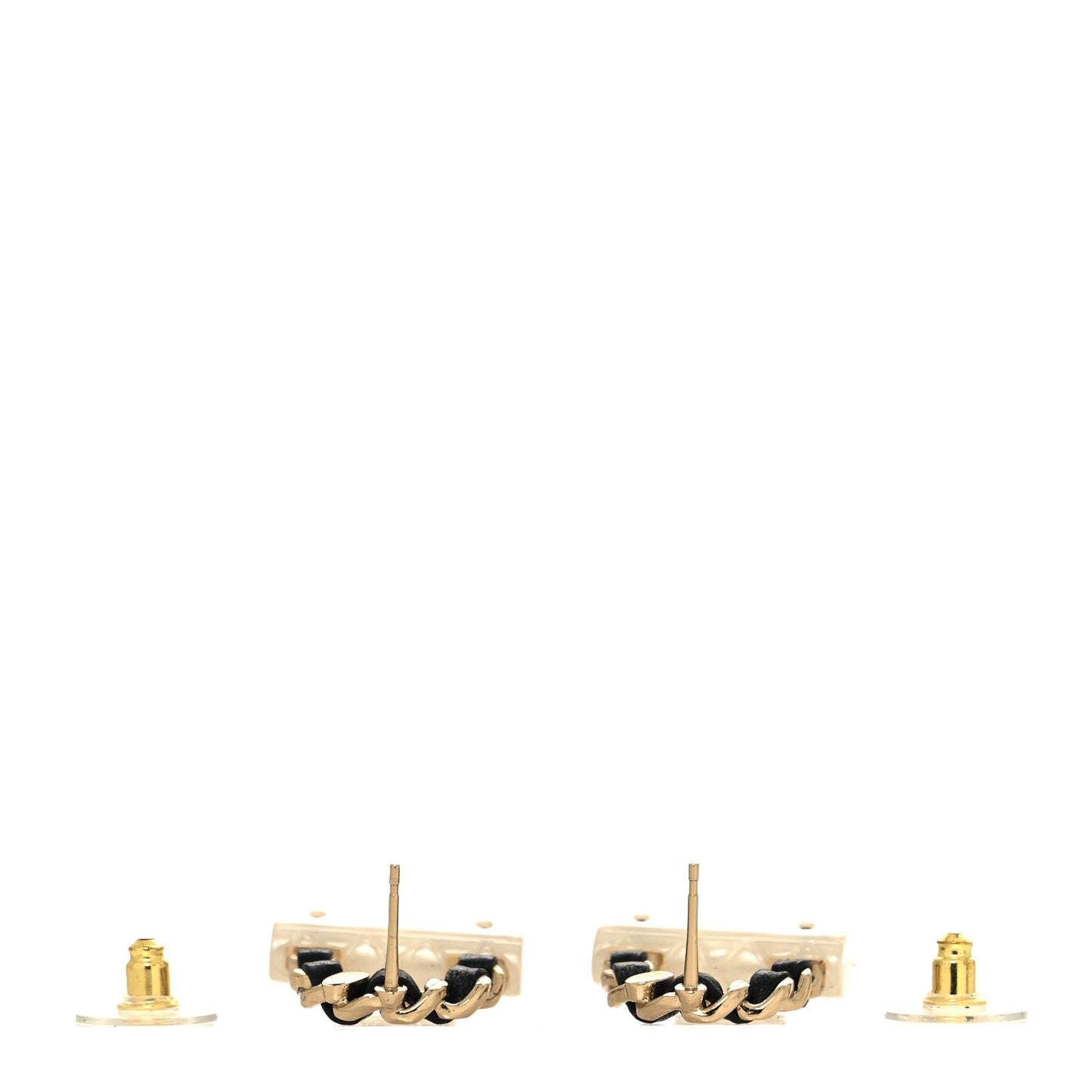 Resin Lambskin Turnlock Flap Bag Earrings Gold White Black