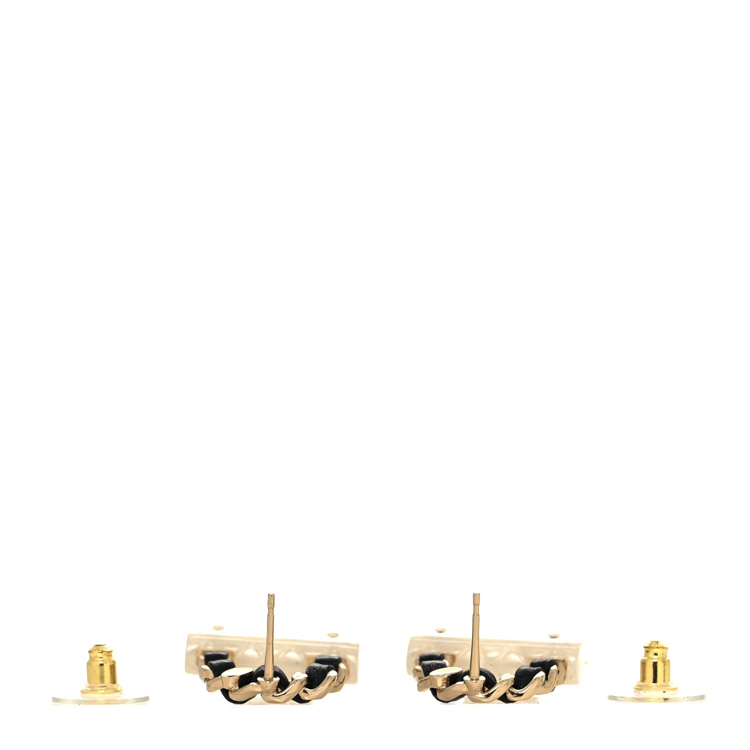 Chanel Resin Lambskin Turnlock Flap Bag Earrings Gold White Black 3 of 4