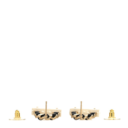 Chanel Resin Lambskin Turnlock Flap Bag Earrings Gold White Black 3 of 4