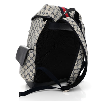 Gucci GG Supreme Monogram Medium Ophidia Double Buckle Backpack Beige Blue Black 3 of 9