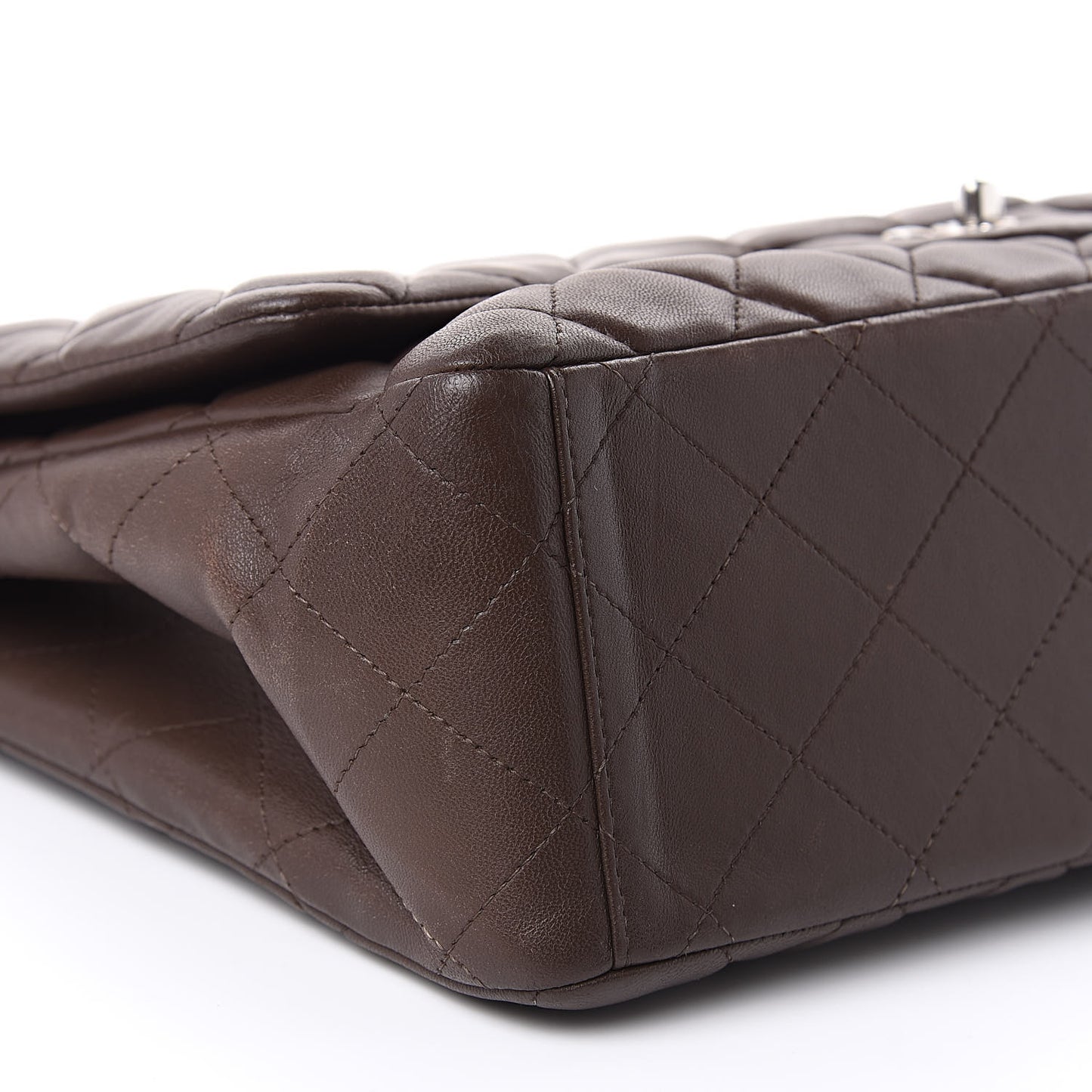 Lambskin Quilted Maxi Single Flap Brown