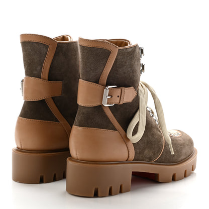 Christian Louboutin Suede Calfskin Macademia Biker Boots 37 Taupe 4 of 9