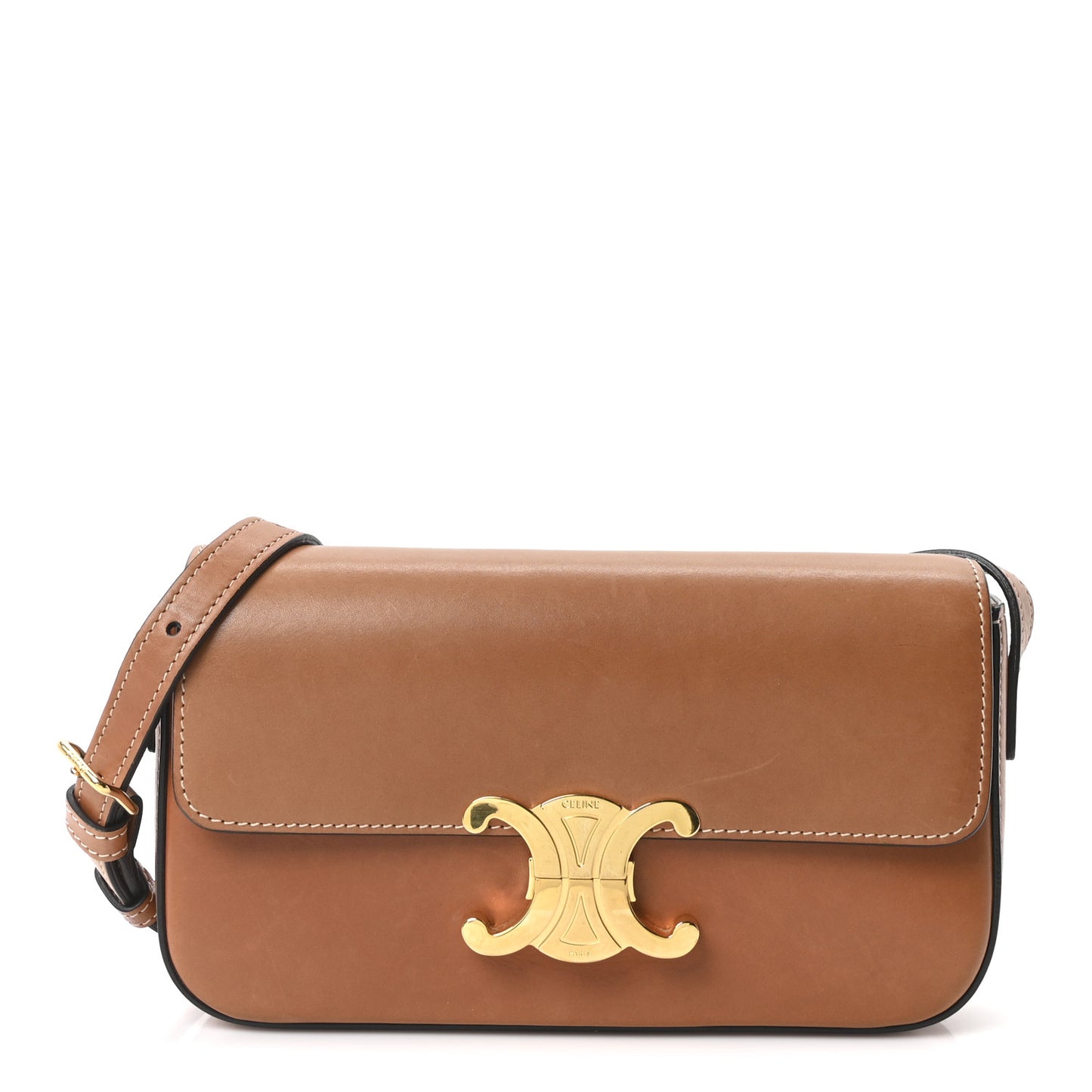 Natural Calfskin Triomphe Shoulder Bag Tan