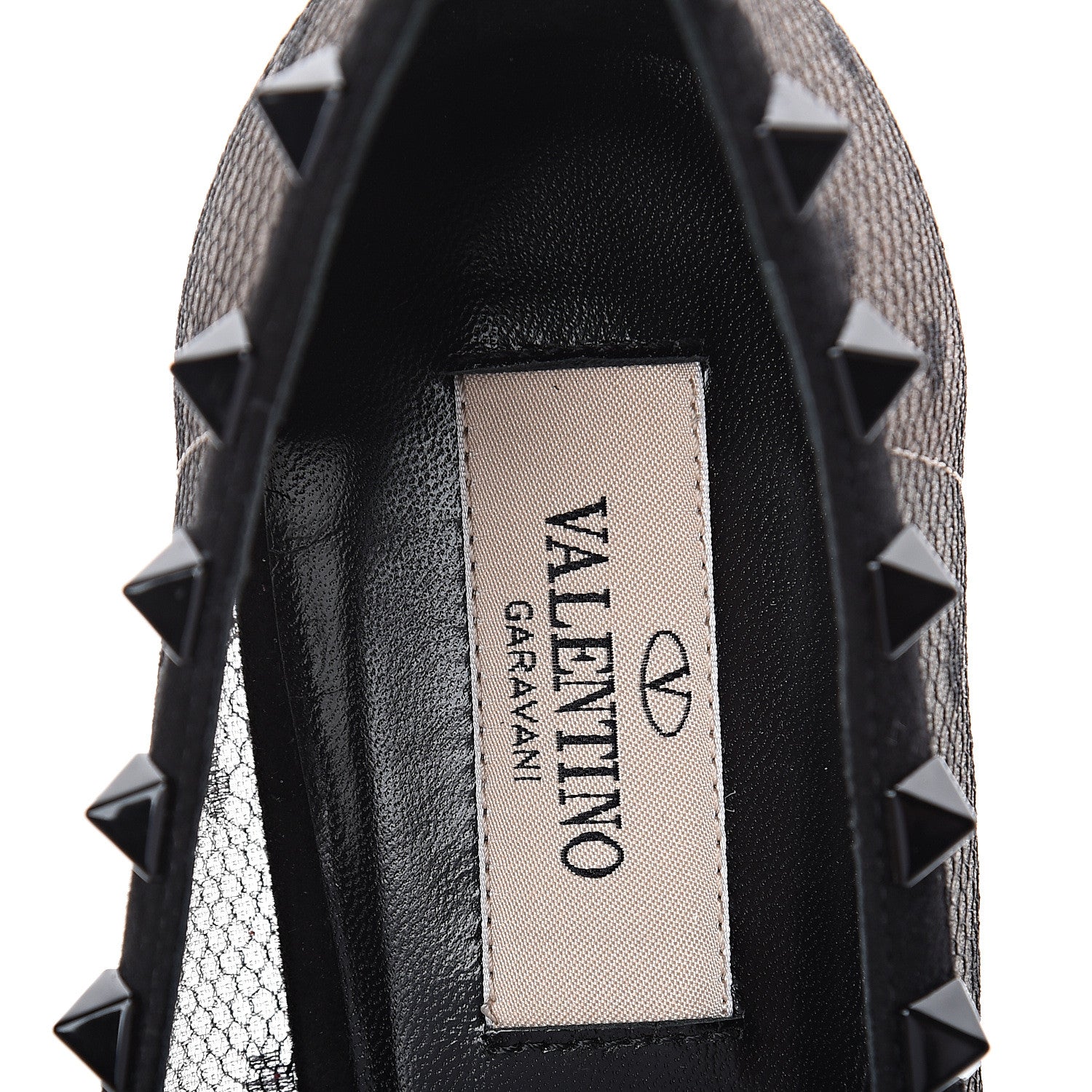 Valentino Garavani Mesh Point d'Esprit Rockstud Ballerina Flats 37.5 Black 5 of 7
