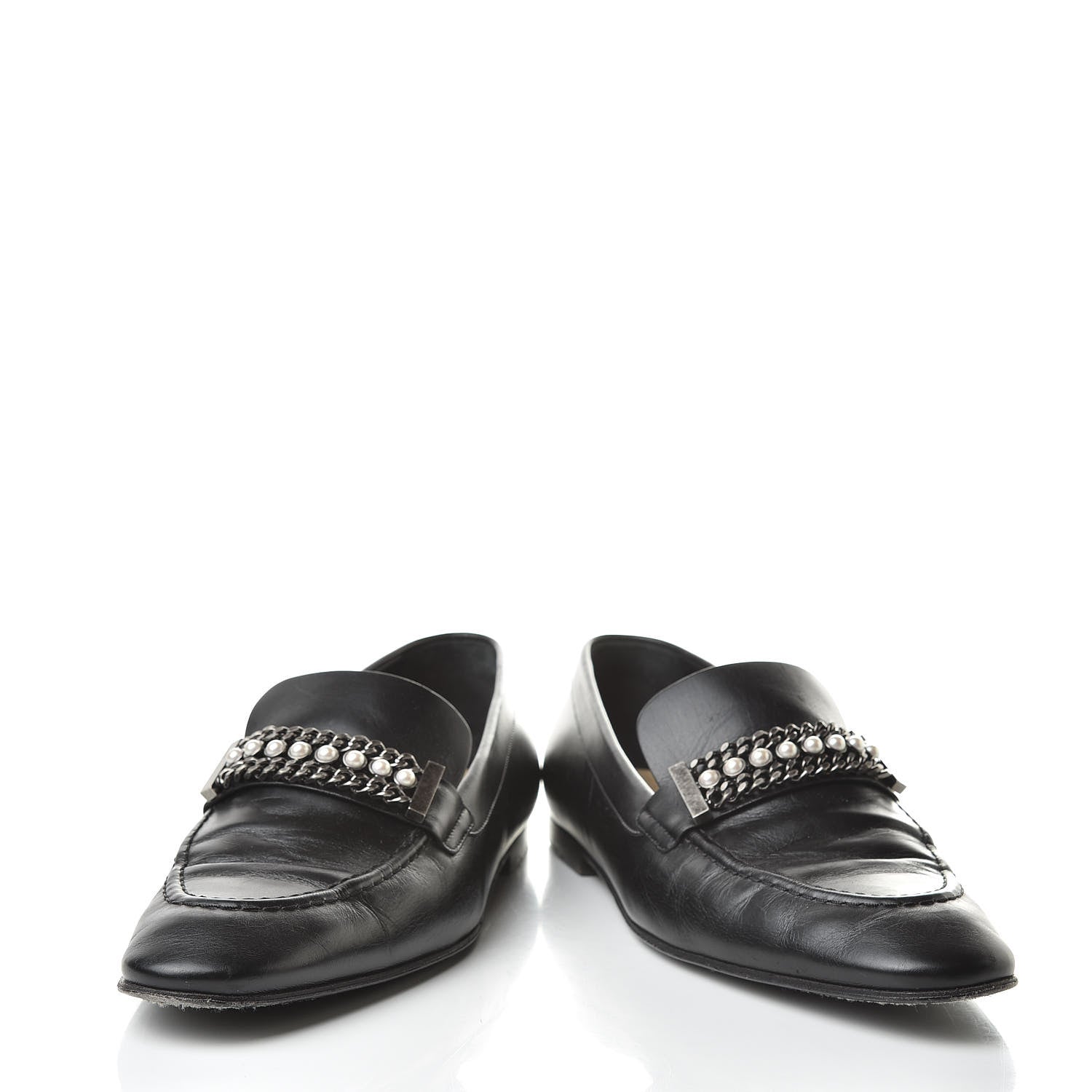 Chanel Calfskin Pearl CC Mocassin Loafers 40.5 Black 6 of 17