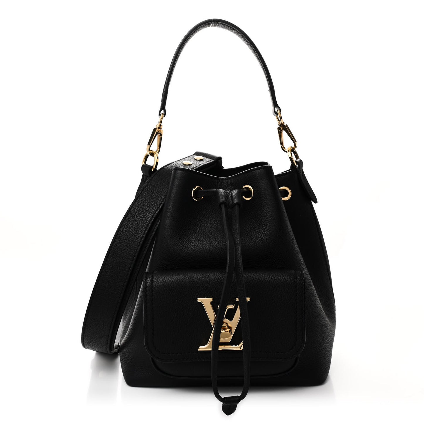 Calfskin Lockme Bucket MM Black