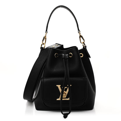Louis Vuitton Calfskin Lockme Bucket MM Black 1 of 9