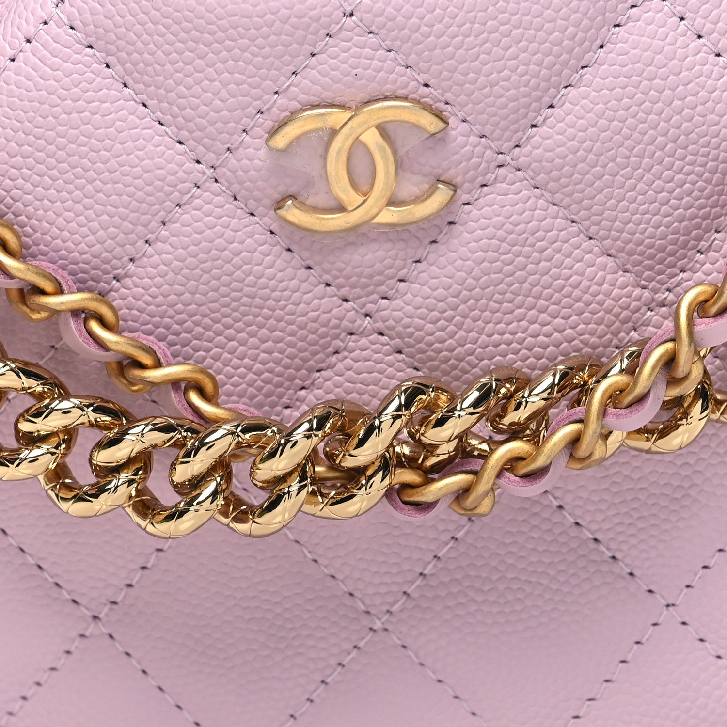 Chanel Shiny Caviar Quilted Bow Pouch Hobo Light Purple 8 of 12