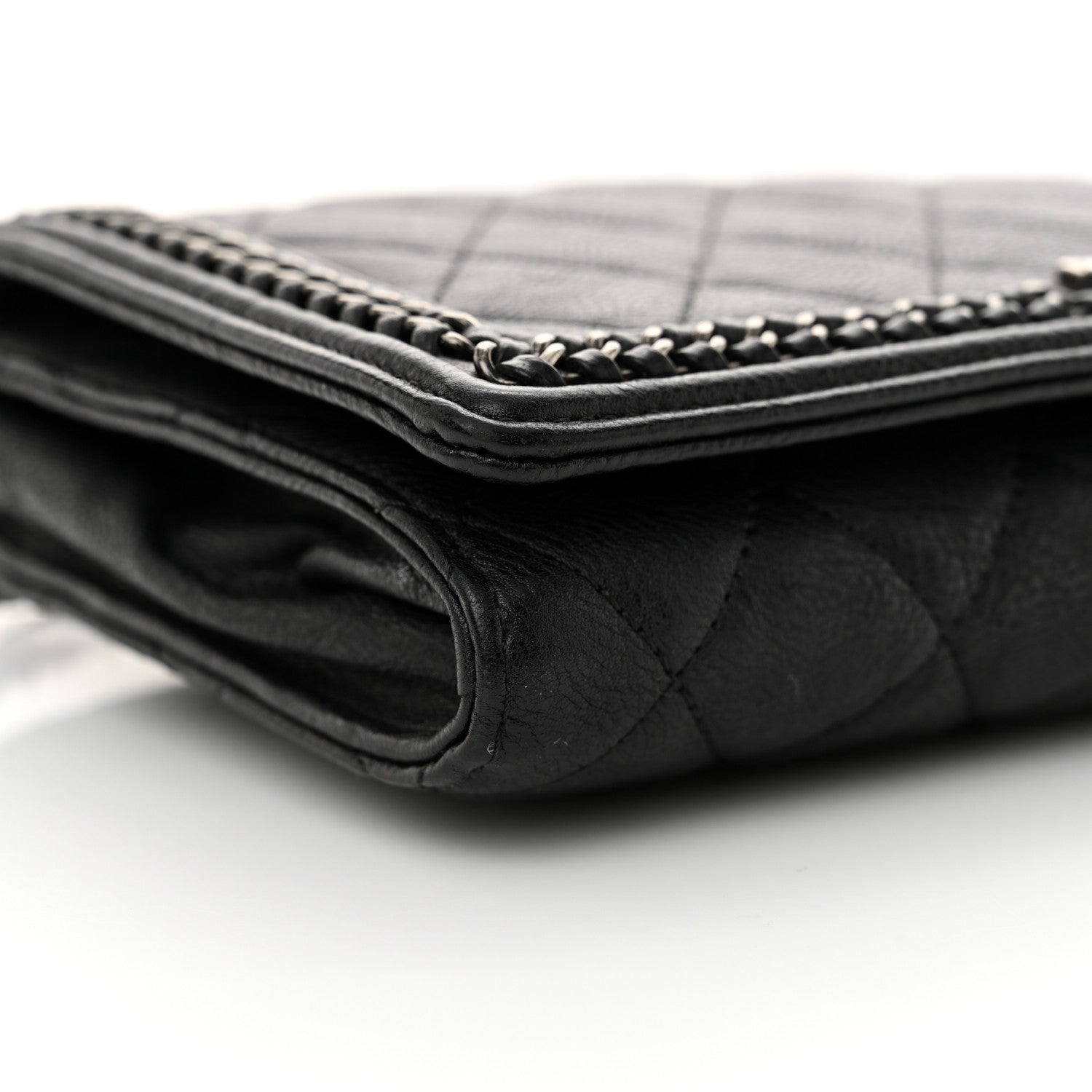 Chanel Calfskin Quilted Chain Around Boy Wallet On Removable Chain WOC Black 11 of 12