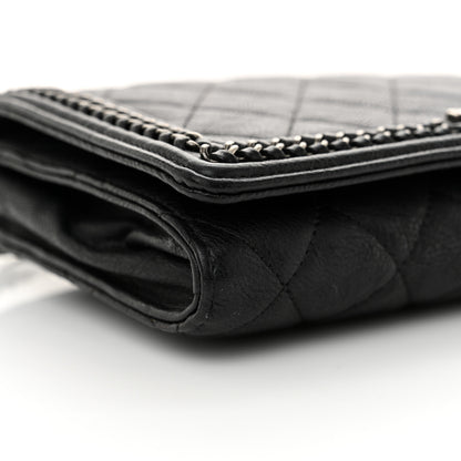 Chanel Calfskin Quilted Chain Around Boy Wallet On Removable Chain WOC Black 11 of 12