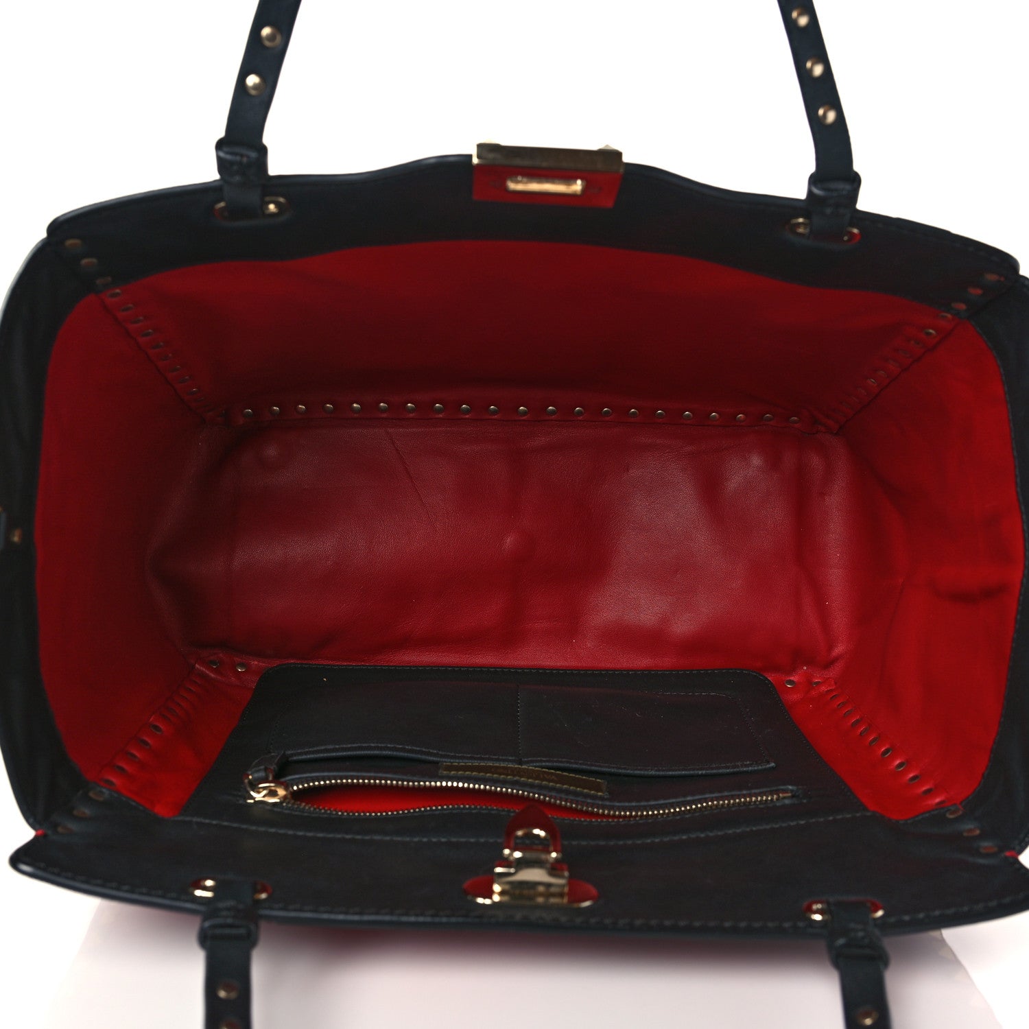 Valentino Garavani Nappa Canvas Camouflage Medium Rockstud Tote Red 5 of 9