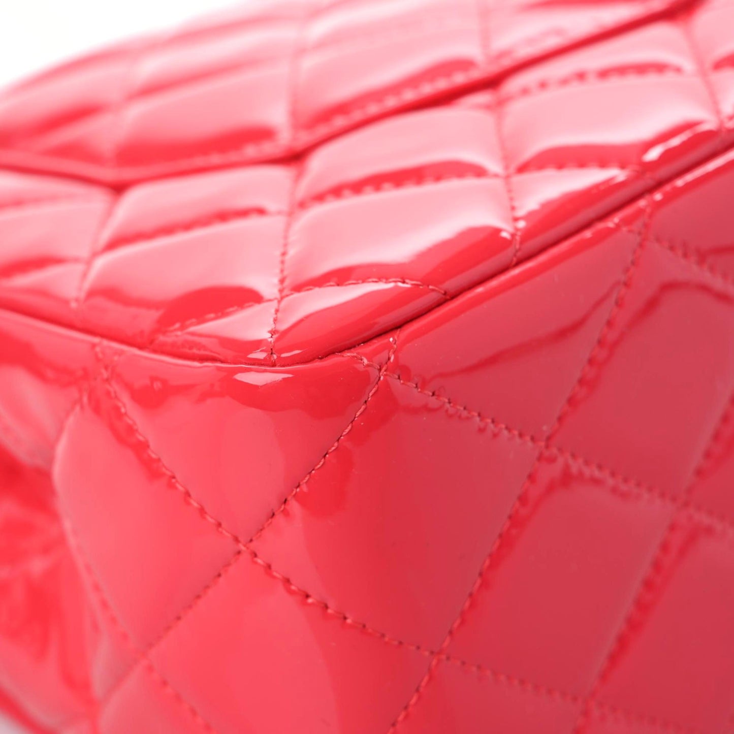 Patent Quilted Jumbo Double Flap Fuchsia