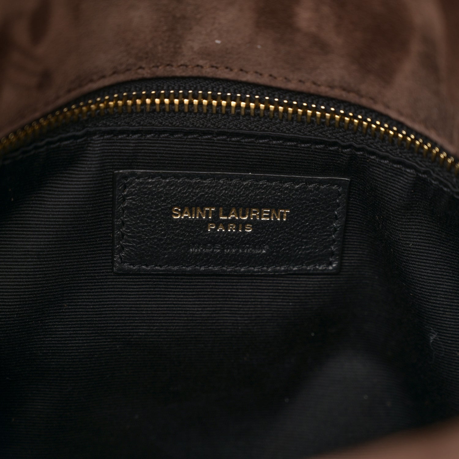 Saint Laurent Suede Calfskin Quilted Small Loulou Puffer Monogram Chain Satchel Bark Brown 6 of 10