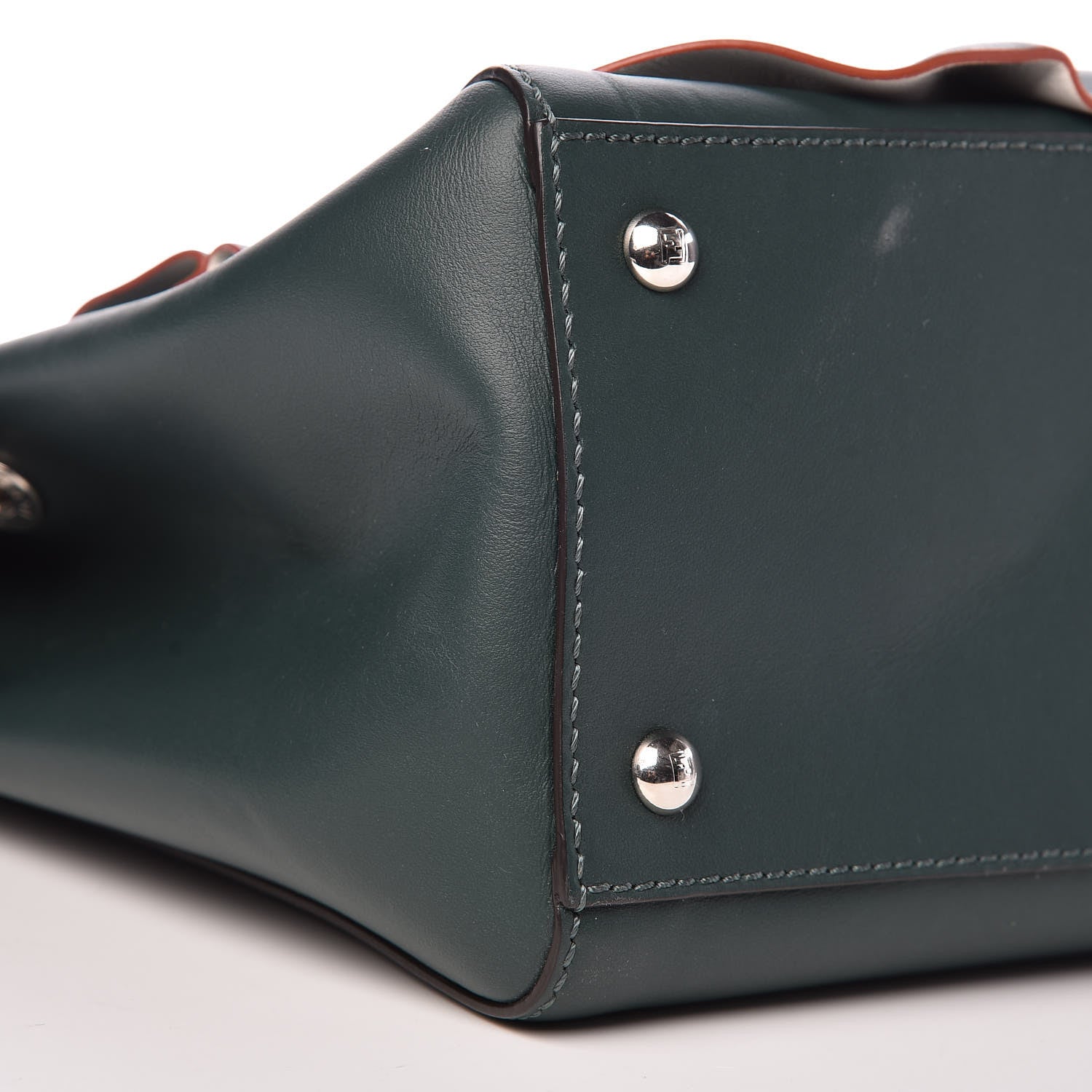 Fendi Vitello Baltico Century Dolce Waves DotCom Satchel Verde Inglese White 11 of 15