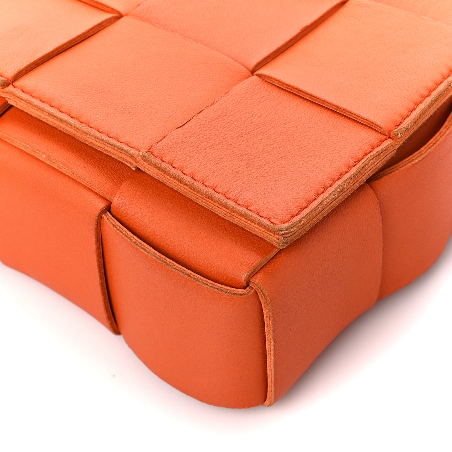 Lambskin Maxi Intrecciato Cassette Crossbody Bag Orange