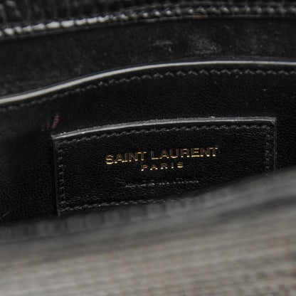 Saint Laurent Lizard Calfskin Embossed Small Classic Monogram Kate Tassel Satchel Black 6 of 9