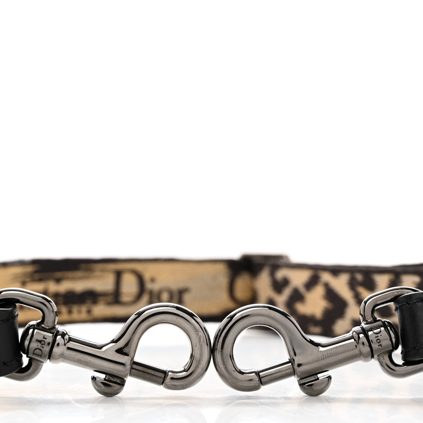 Canvas Mizza Embroidered Leopard Shoulder Strap Beige Black