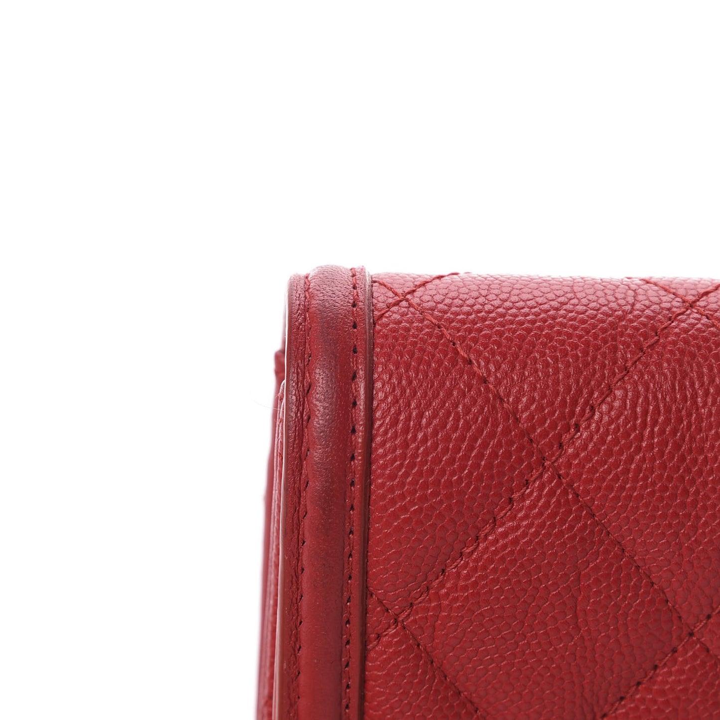 Caviar Quilted Large Filigree Gusset Flap Wallet Red