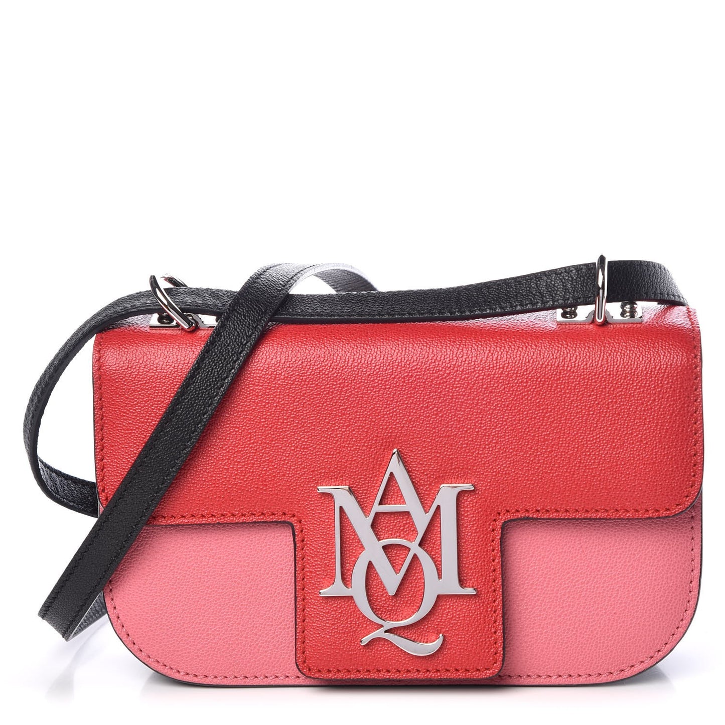 Grained Calfskin Small Insignia Flap Red Pink