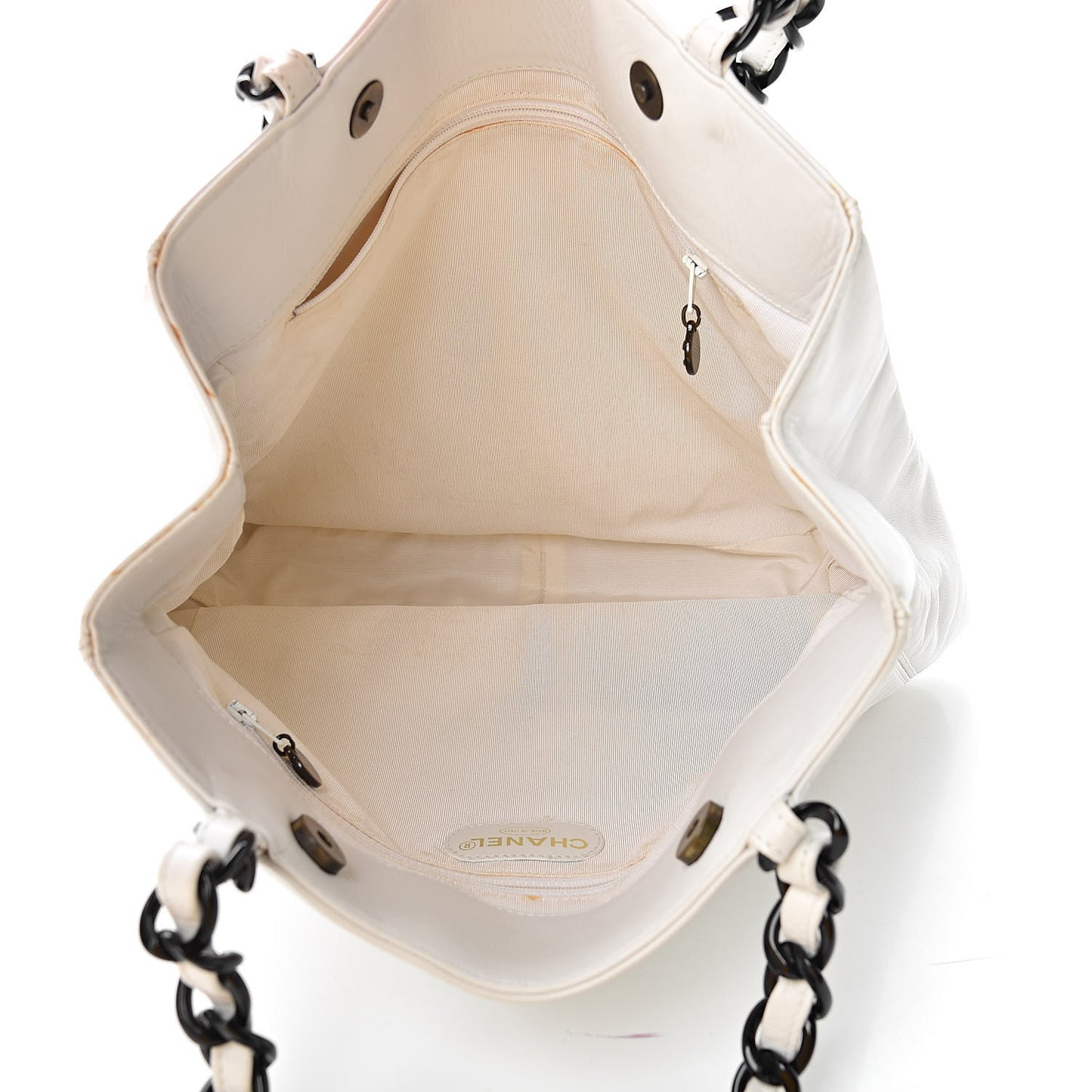 Calfskin Chain CC Small Tote White
