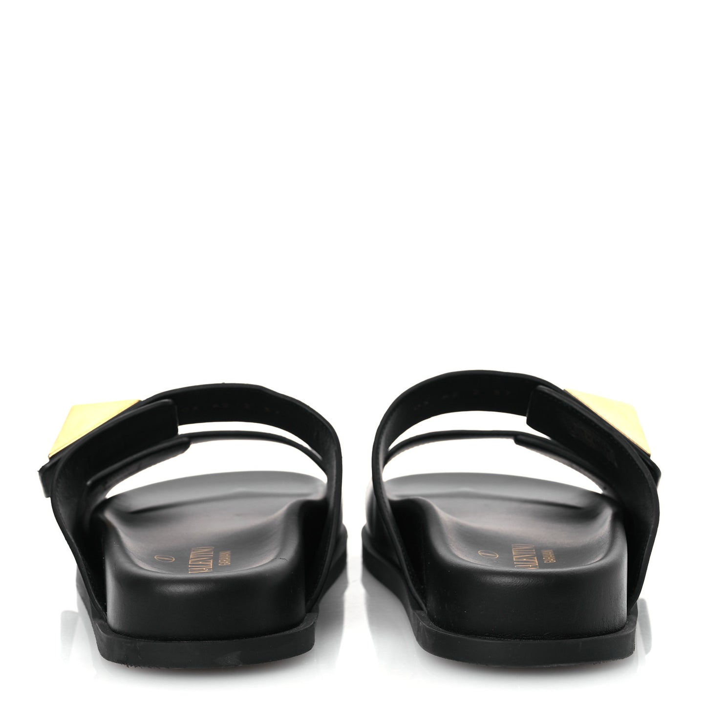 Calfskin Roman Stud Slide Sandals 37 Black