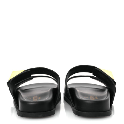 Valentino Garavani Calfskin Roman Stud Slide Sandals 37 Black 6 of 12