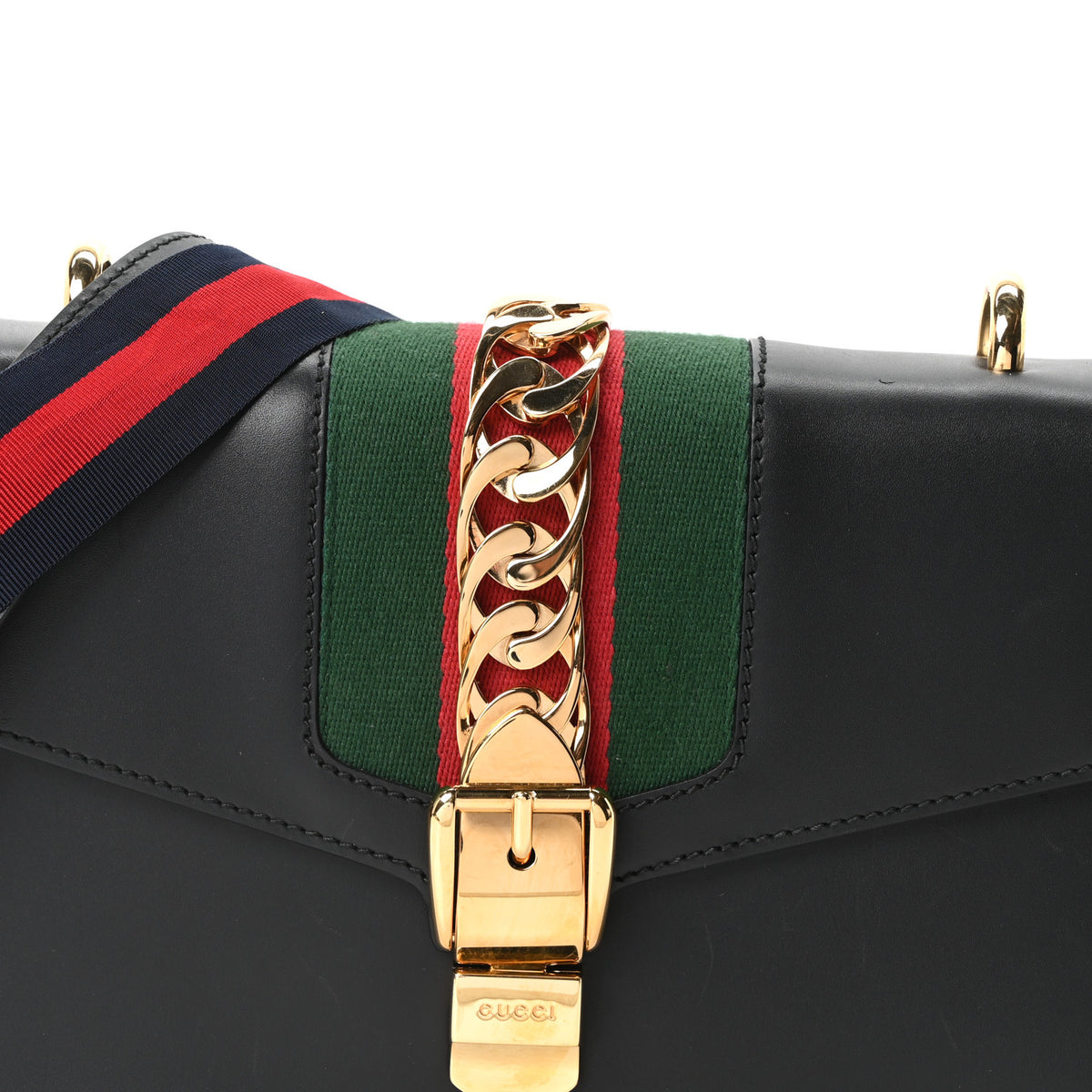 Gucci Calfskin Small Sylvie Shoulder Bag Black 8 of 10