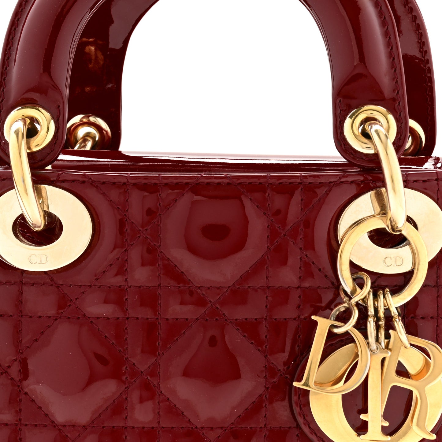 Patent Cannage Mini Lady Dior Red