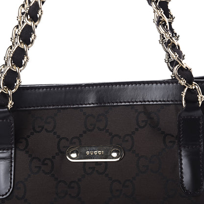 Gucci Nylon Monogram Chain Bucket Tote Brown 10 of 10