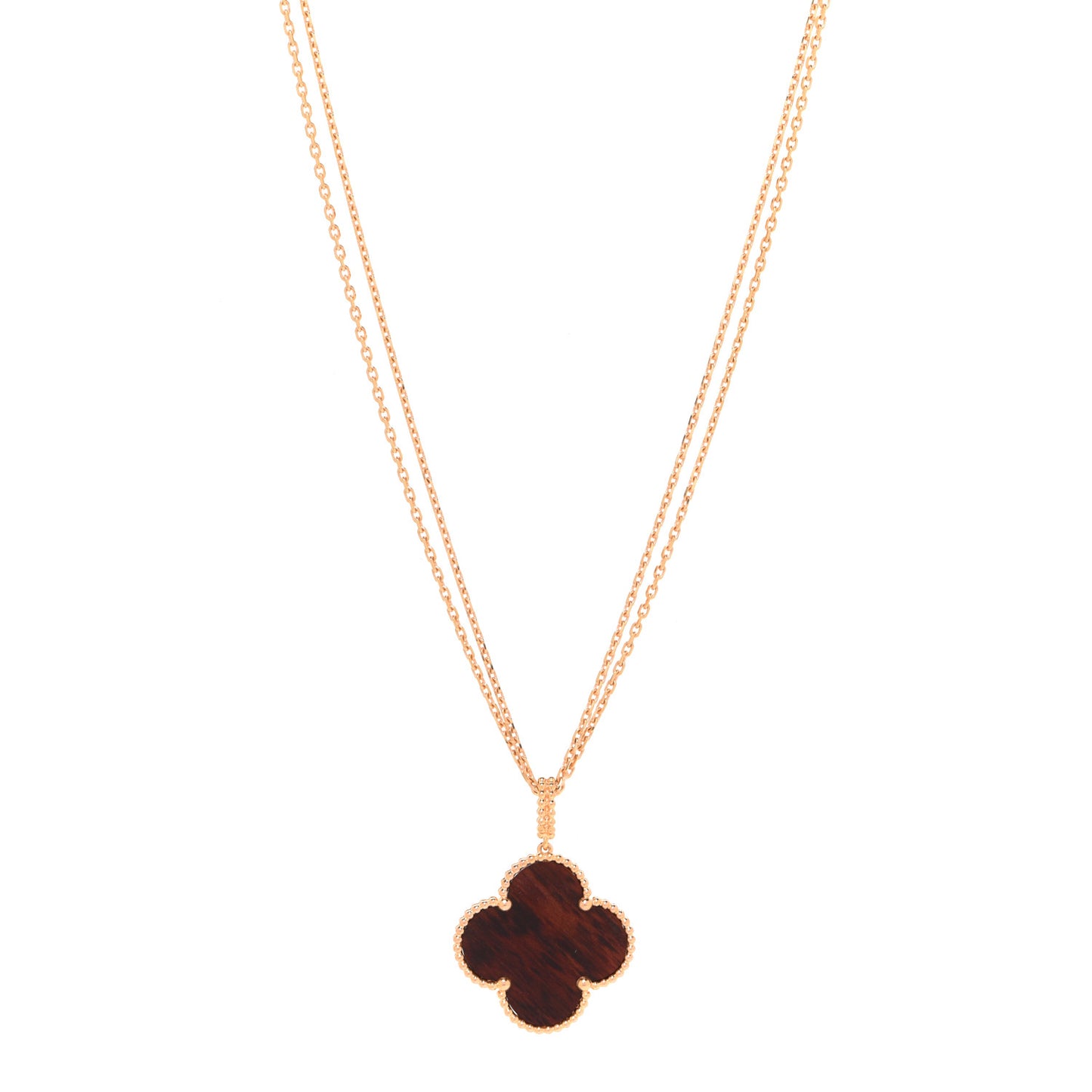 18K Rose Gold Letterwood Magic Alhambra Long Necklace