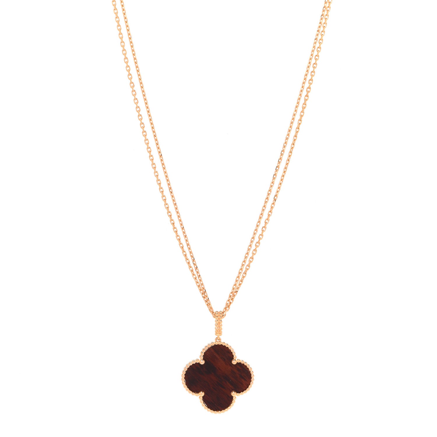 Van Cleef & Arpels 18K Rose Gold Letterwood Magic Alhambra Long Necklace 1 of 6