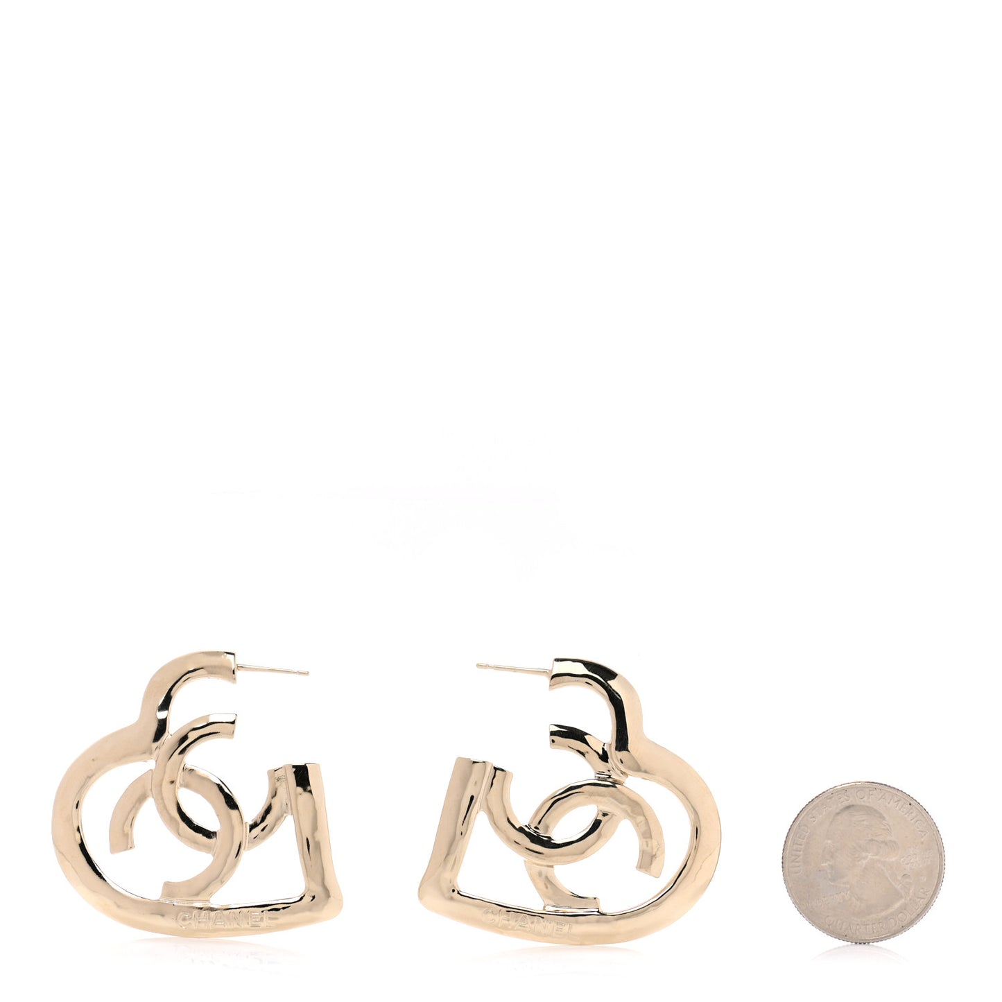 Metal CC Heart Coco In Love Hoop Earrings Gold