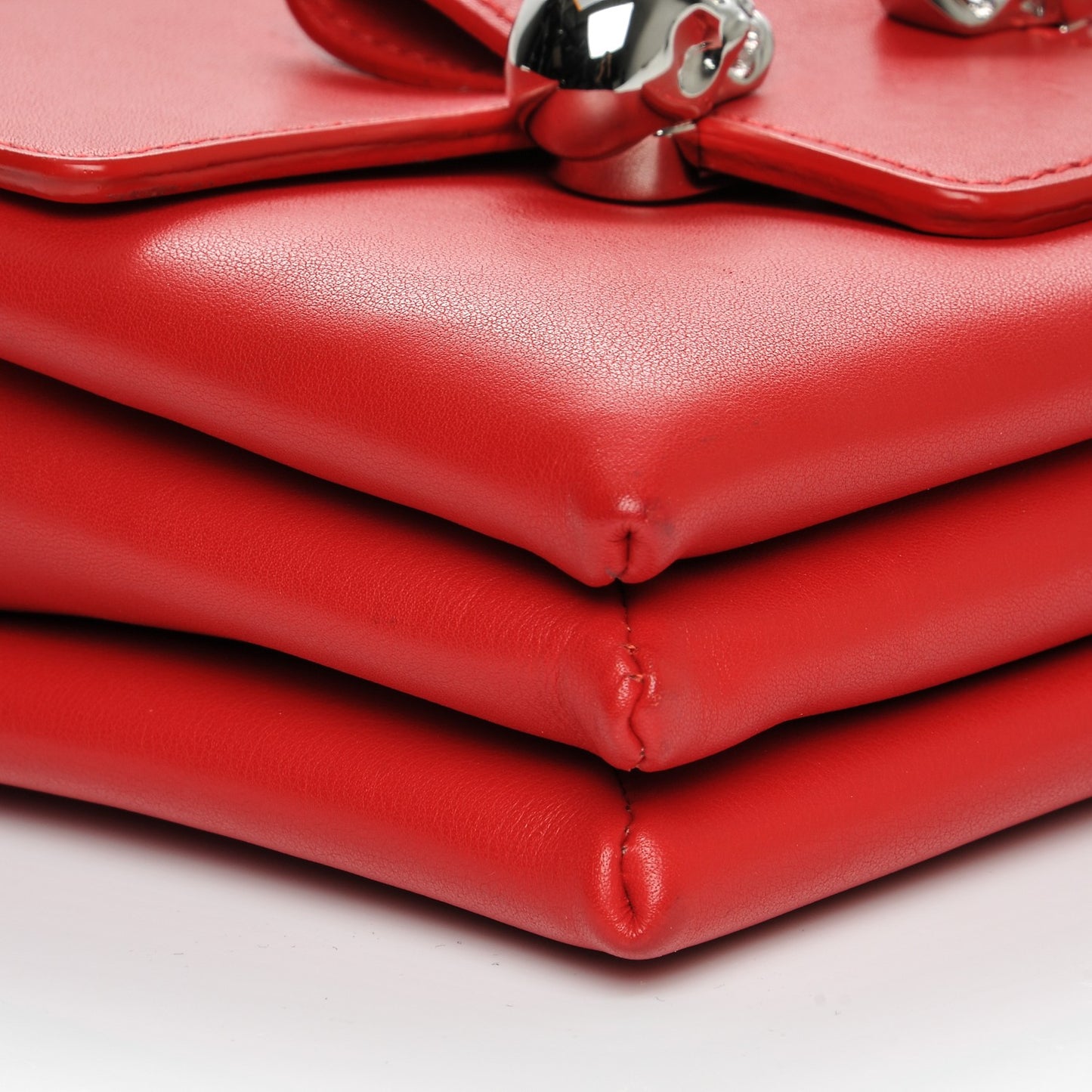 Calfskin Twin skull Tote Red